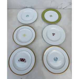 Pickard Six Monogram Desserts Porcelain Plates Collectible 6.5"x6.5"
